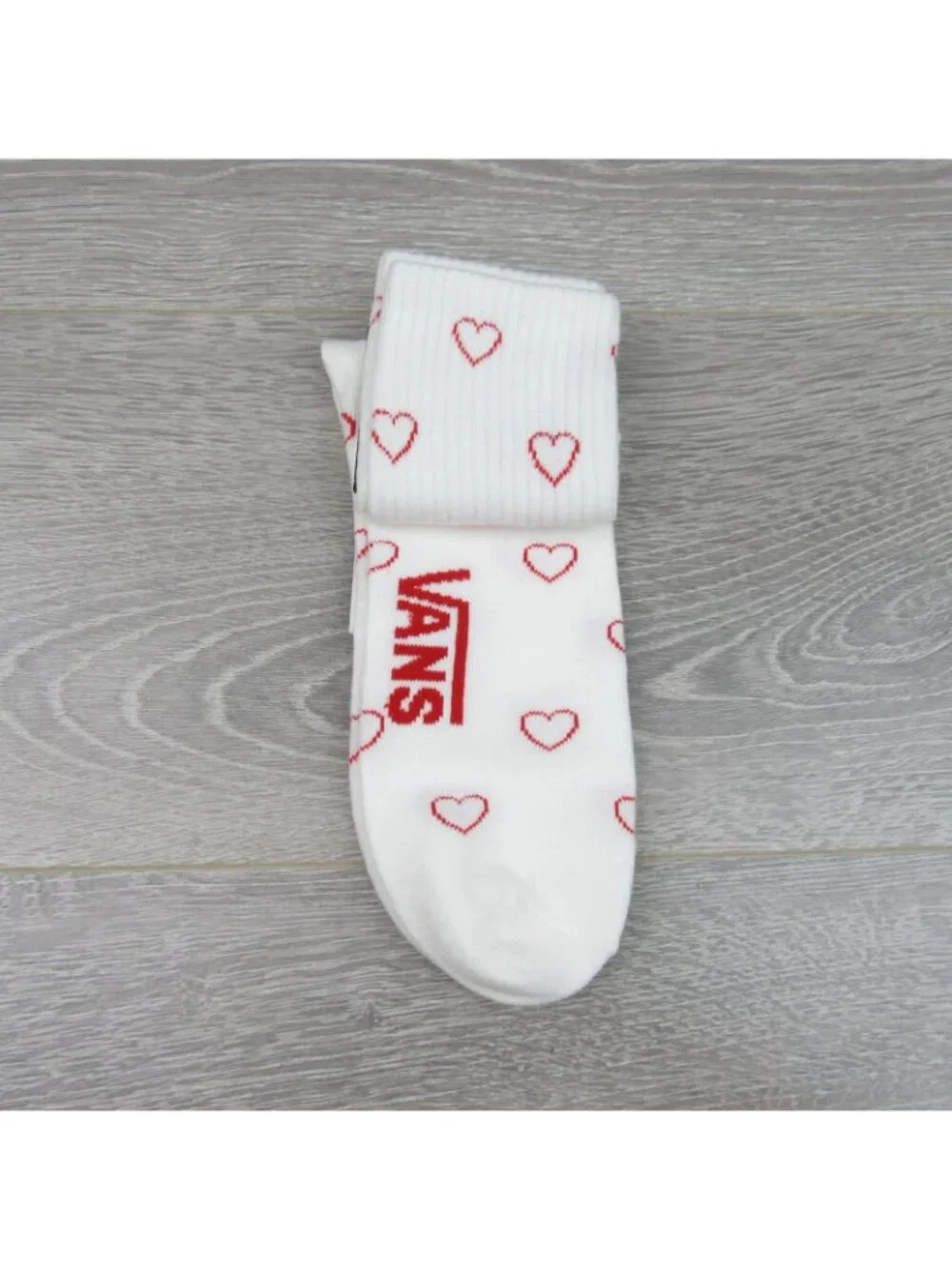 Vans Hearts White Half Crew Socks Unisex Size Large (1 Pair) NEW